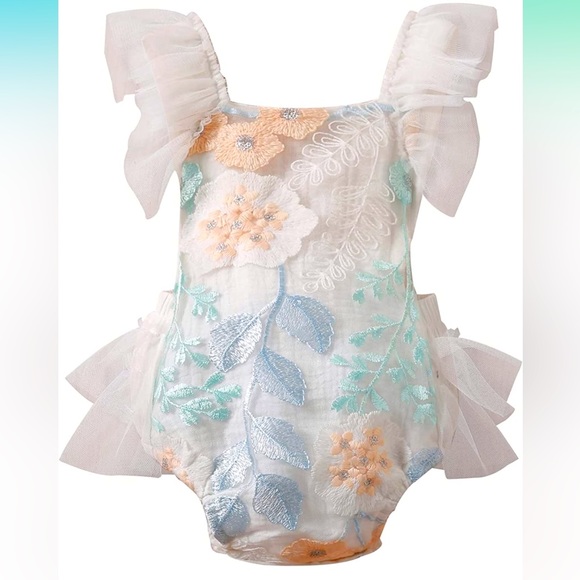 Other - NEW Baby Girl Lace Ruffle Romper Skirt Outfit Photoshoot Summer Outfit Backless
